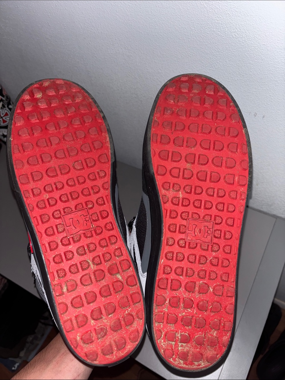 DC Mens Black & Gray High-Top Skate Shoes with Red Logo Size 12 - Picture 6 of 6
